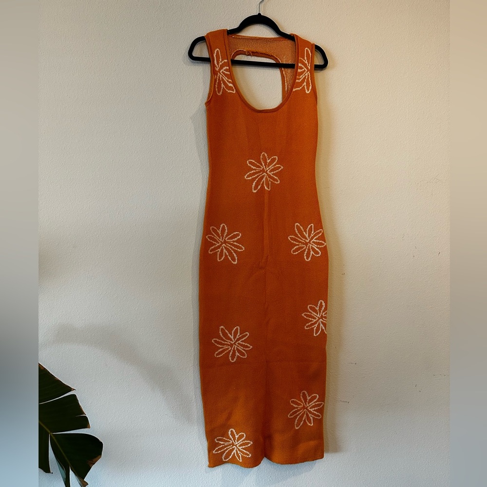 Maxi orange flower print dress